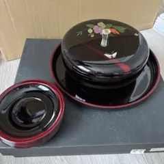 おもてなしセット 漆器 菓子器 椿 蝶 蒔絵山茶花