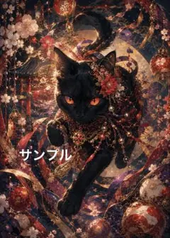 【一作限り】満月に舞う黒猫の和幻想アート 黒猫 デジタルアート L736 一作限り】満月に舞う黒猫の和幻想アート 黒猫 デジタルアート L736