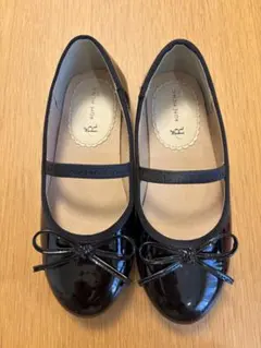 ROPE PICNIC KIDSブラックバレエシューズ リボン付き　19cm