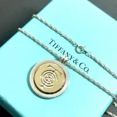 ティファニー ネックレス Tロゴ コイン コンビ 18K×スターリング 