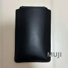無印良品　イタリア産　ヌメ革　ミニサコッシュ　黒