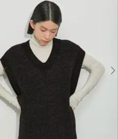 ADAM ET ROPÉ FEMME ミックスモールヤーンベスト ブラック