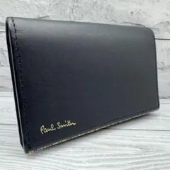 【極美品】Paul Smith マルチストライプ　名刺入れ　レザー　ブラック