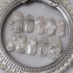 【オーダー可】ネイルチップ 現品 フレンチガーリー 推しネイル