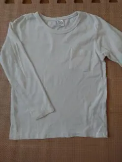 ホワイト 長袖 Tシャツ ポケット付き