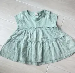 夏服petit main フリル付きチュニック 90センチ　ミントグリーン
