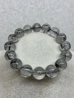 Z02）ブラックルチルクォーツ 天然石ブレスレット 約13.5mm
