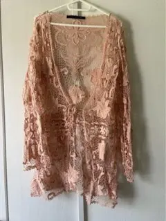 T*☆様 ZARA WOMAN レース ロングカーディガン ピンクベージュ 花柄のサムネイル