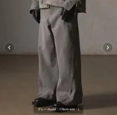 GRANCY グランシー ジップデザイン バギーデニム グレー Lサイズ