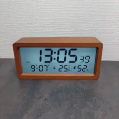 美品　天然木マホガニデジタル時計 温度湿度表示