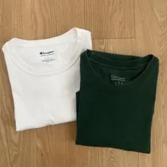 Champion 半袖 Tシャツ 2枚セット ホワイト ダークグリーン L
