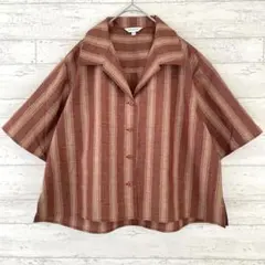 マウジー moussy ストライプ シャツ 【F】 開襟 ショート丈 前開 半袖