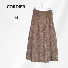 コルディア　総柄　ロングスカート　フレアスカート　ブラウン　Ｍ　オールシーズン