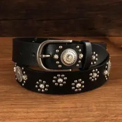 スタッツベルト 黒 ウエスタンベルト アメカジ ロック グランジ Y2K 古着