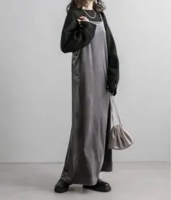 mystic ベロアキャミワンピース チャコールグレー