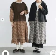 【WEB限定】胸元配色花柄ワンピース