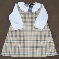 新品　イーストボーイ ベージュ チェック ワンピース 120