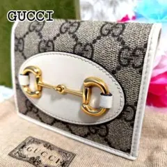 【極美品・現行】グッチ 二つ折り財布 ホースビット GGスプリーム レザー