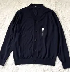 UNIQLO ネイビー リネン混 カーディガン メンズ Lサイズ ユニクロ