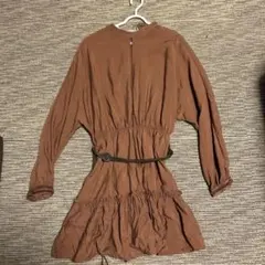 ZARAブラウンフリルミニワンピース