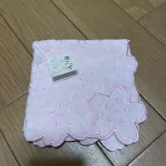 桜刺繍 ピンク ハンカチ