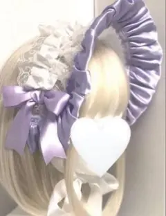 ワイヤー入り　ハーフボンネット　ヘッドドレス　ロリータ　ゴスロリ　紫