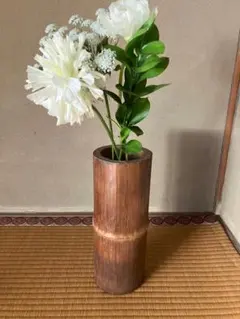 天然竹製 華道用 円筒型花器