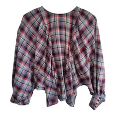 希少【チェック柄バルーンスリーブ長袖シャツ】