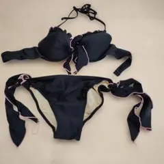 リボン　フリル　付き　黒ビキニ　セパレート　9M
