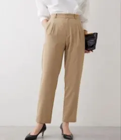 【-3kg見えパンツ】ジャージーテーパードパンツ　ベージュ