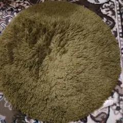 オリーブグリーン 円形ラグ 直径38cm
