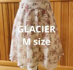 GLACIER 花柄 フレアスカート 膝丈 M ピンクベージュ春夏