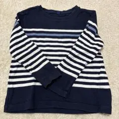 UNIQLO 長袖カットソー 110 ネイビー/ホワイト