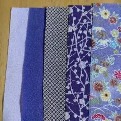 フェリシモ　ちりめん生地セット 紫系 5枚