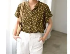 ジャーナルスタンダード レリューム フラワープリントフレンチスリーブブラウス