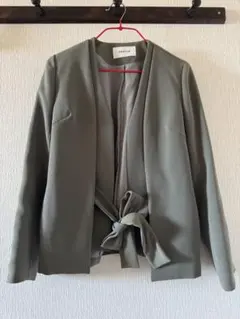 FRAY.I.D ノーカラーリボンジャケット オリーブグリーン カーキ