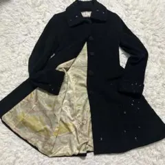 Lois Crayonロイスクレヨン　ウールコート　アンゴラ混Aライン　刺繍　黒のサムネイル