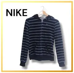 良品 ☆ NIKE ストライプ フード付き パーカー ベロア