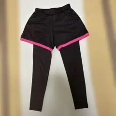 ショートパンツ一体型レギンス ブラック ピンク Mサイズ