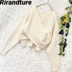 リランドチュール♥クロップドニット セーター 長袖 Vネック M アイボリー 冬