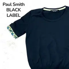 Paul Smith BLACK LABEL 半袖ニット 花柄 M 黒