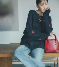 ココディール COCODEALハート柄刺繍ニット　ネイビー