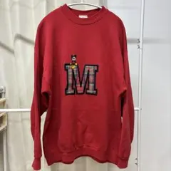 90s USA製 ディズニー ミッキー＆CO 刺繍 スウェット XL 赤