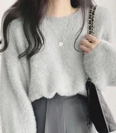 モヘアニットM ライトグレー