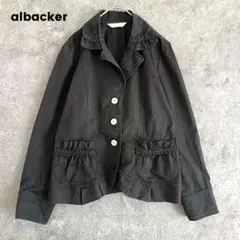 日本製✨️アルバッカ　テーラードジャケット　綿混　黒　40　L 無地