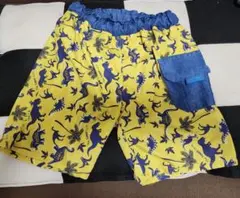 恐竜柄　イエロー　水着 サイズ　ラッシュガードとズボンセット　110