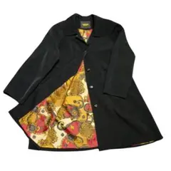 TOUR DOR　ブラック　トレンチコート 柄裏地