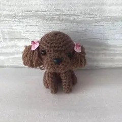 【土日限定値下げ】あみぐるみ　犬　トイプードル　ピンクリボン