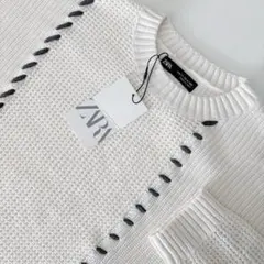 新品 152 ZARA BOYS コントラスト ディテール ニット セーター