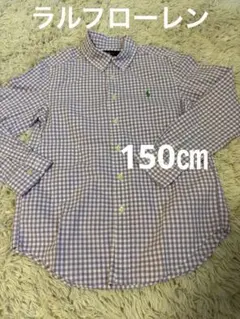 Ralph Lauren 紫と白のチェック 長袖シャツ M